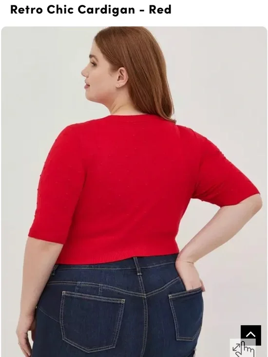 torrid Red Cropped Button Cardigan - Picture 3 of 7
